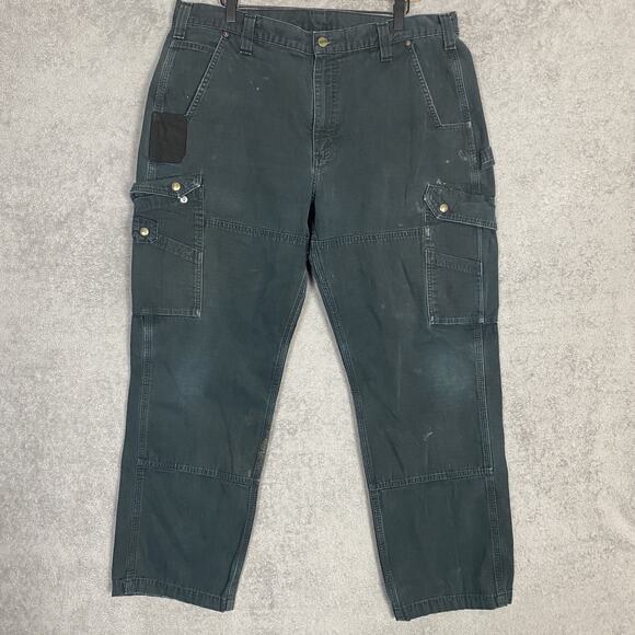 Carhartt Other - Carhartt Cargo Pants Mens 37x30 Black Relaxed Fit Double Knee Workwear Utility
